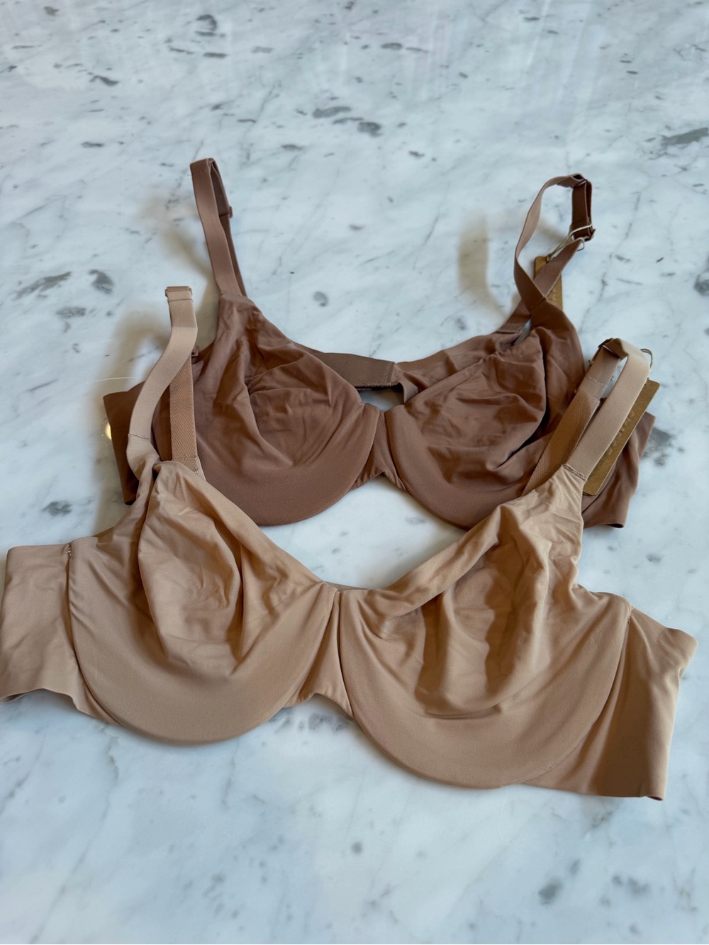 2 New Skims Bras Smoothing Intimates Unlined Full Coverage  - Nude & Brown 36B